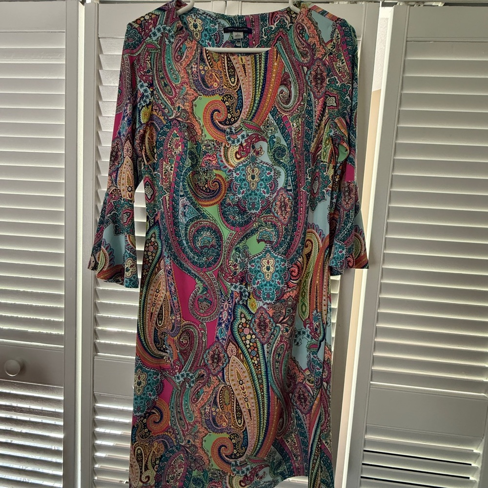 Tommy Hilfiger Pink and Green Long Sleeve Dress